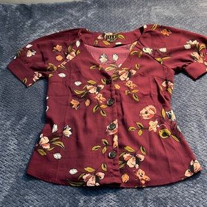 Elegant Maroon Floral Top